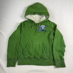 Abercrombie & Fitch Mens Muscle Fit Quarter Zip Hoodie Green Patch Medium